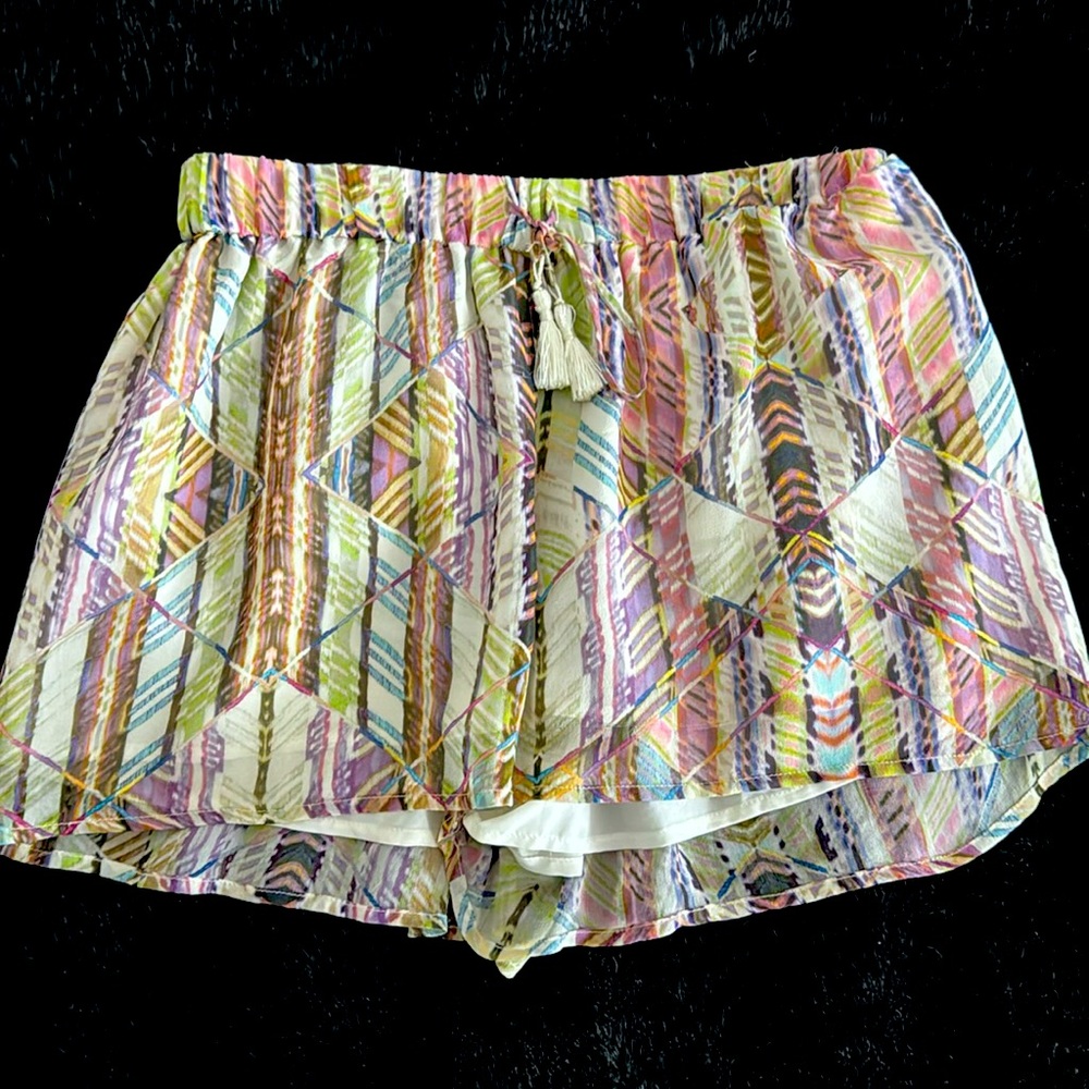 Multi colored silk shorts